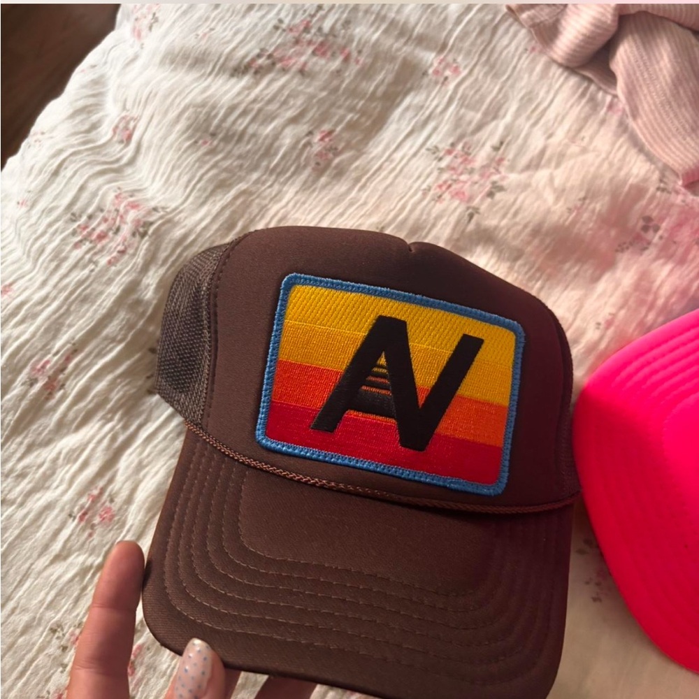 Aviator Nation Brown Trucker Cap with Multicolor Patch